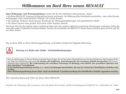 2001-2003 Renault Avantime Manuel du propriétaire | Allemand
