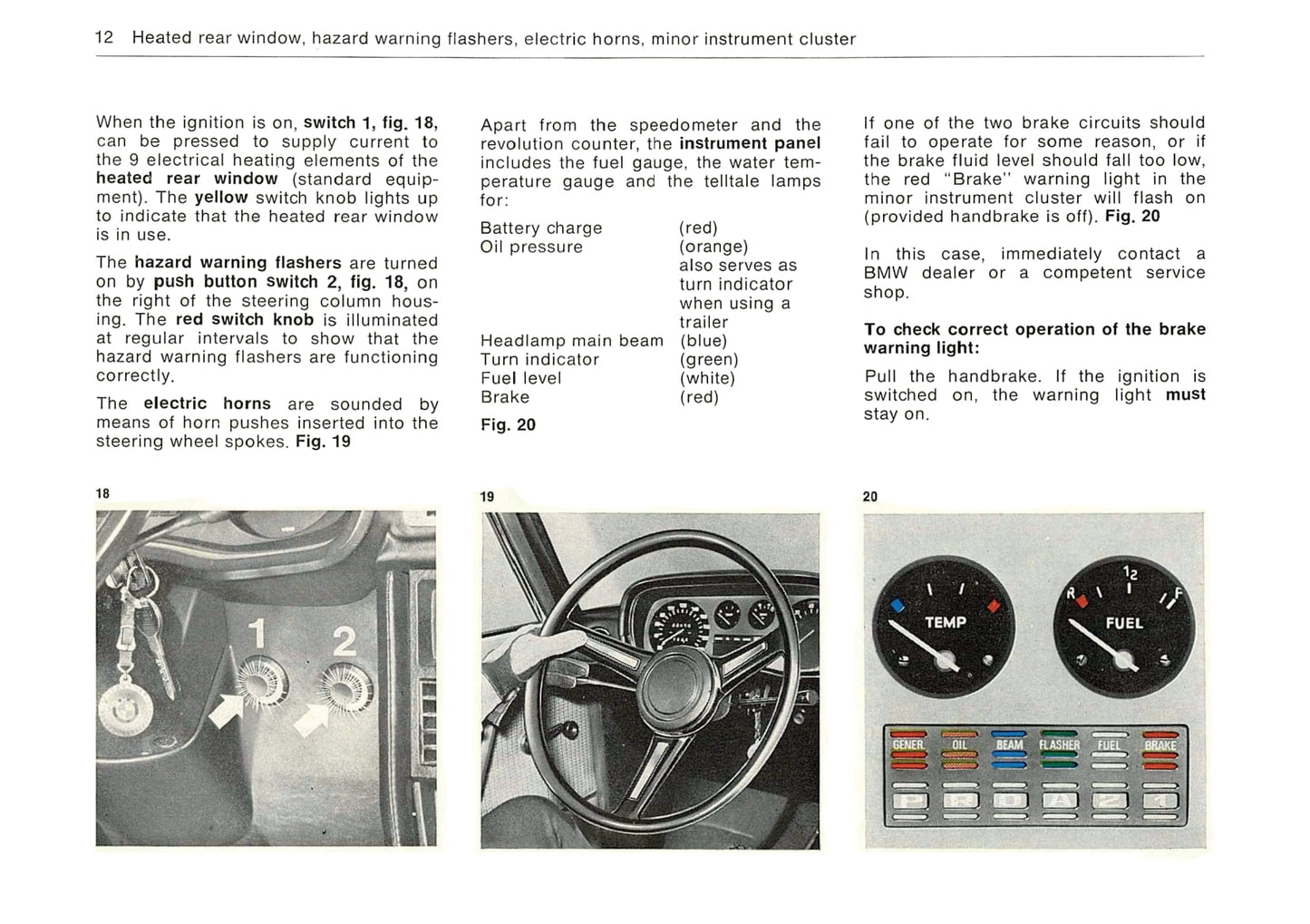 1973 BMW Bavaria Owner's Manual | English