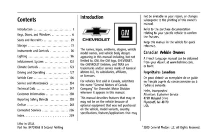 2021 Chevrolet Trax Manuel du propriétaire | Anglais