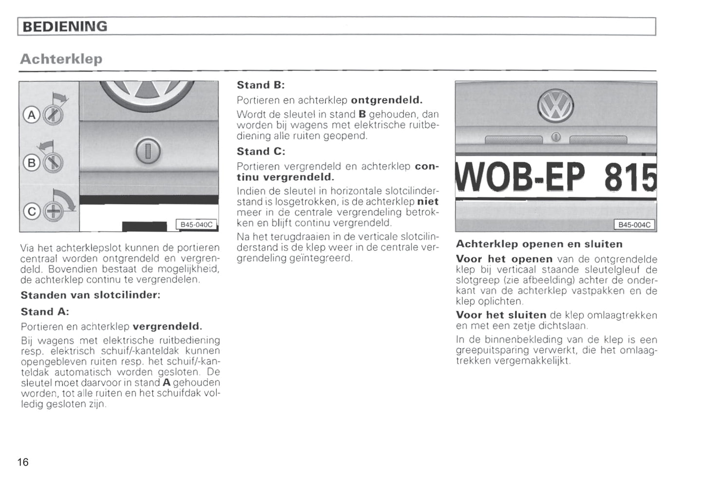 1996-2000 Volkswagen Passat Manuel du propriétaire | Néerlandais