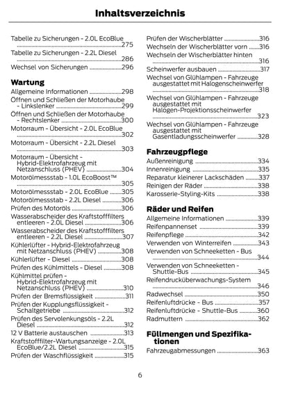 2020 Ford Tourneo Custom Owner's Manual | German