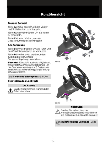 2011-2014 Ford Tourneo Connect/Transit Connect Owner's Manual | German