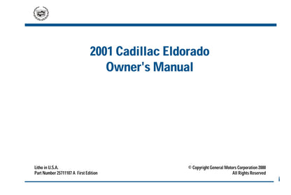 2001 Cadillac Eldorado Owner's Manual | English