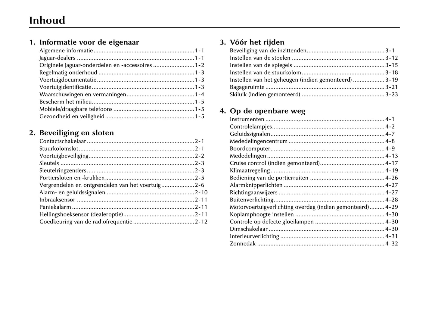 2000-2001 Jaguar S-Type Owner's Manual | Dutch