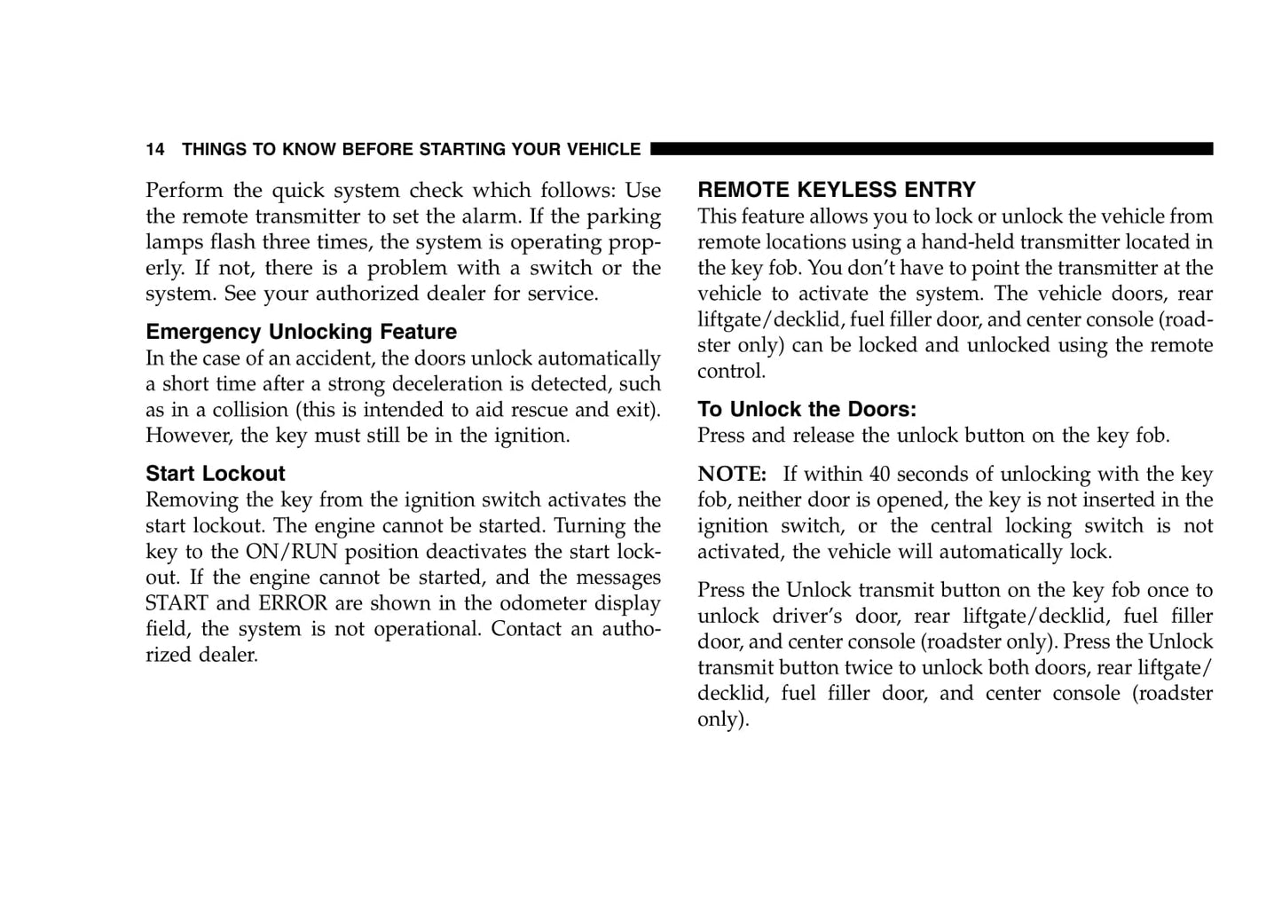 2004-2006 Chrysler Crossfire SRT6 Owner's Manual | English