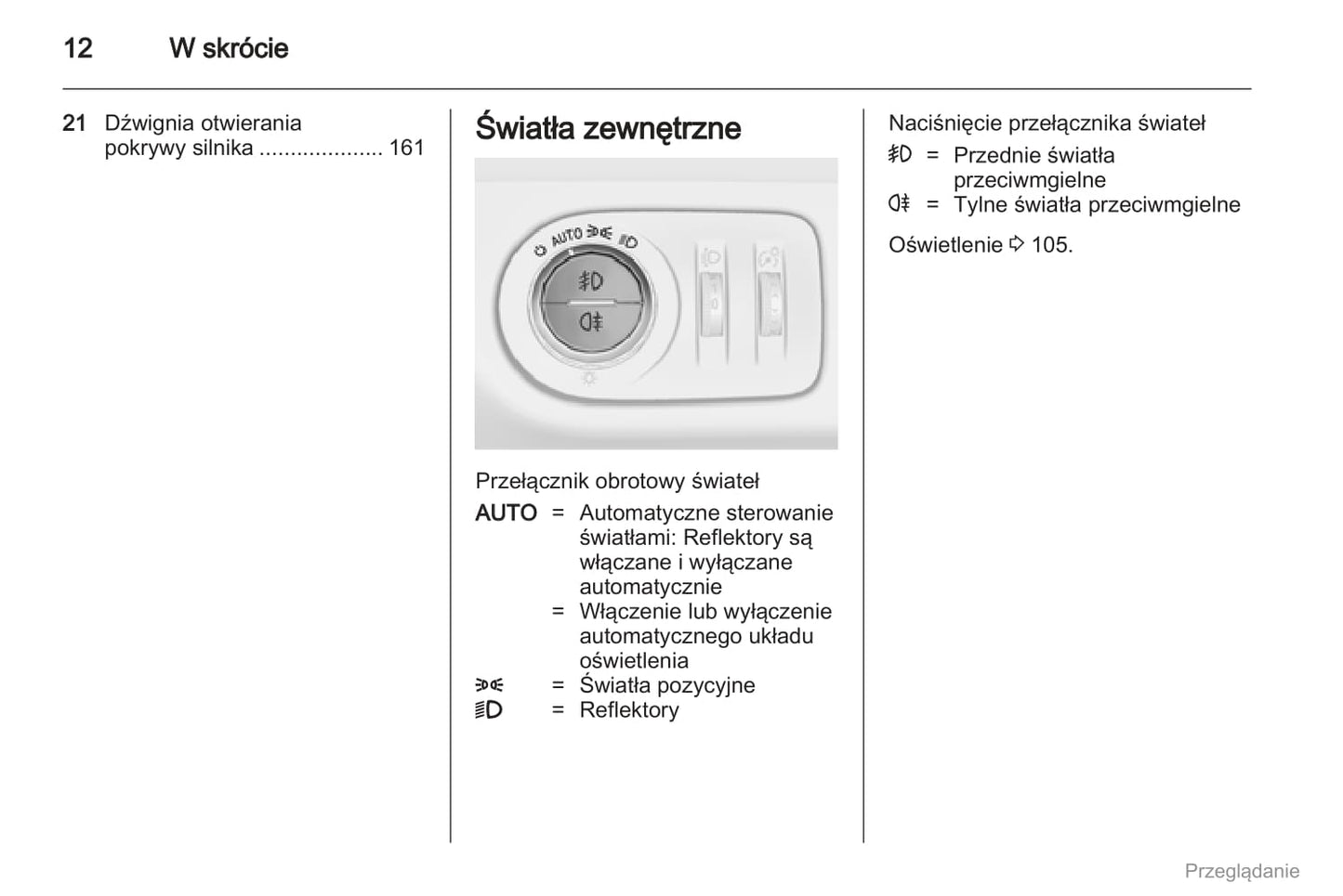 2012 Opel Corsa Owner's Manual | Polish