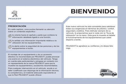 2013-2014 Peugeot Partner Tepee Manuel du propriétaire | Espagnol
