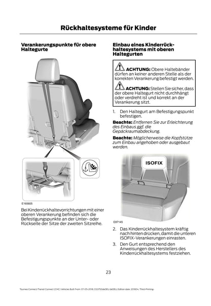 2018-2020 Ford Tourneo Connect/Transit Connect Owner's Manual | German