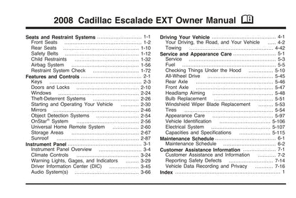 2008 Cadillac Escalade EXT Owner's Manual | English