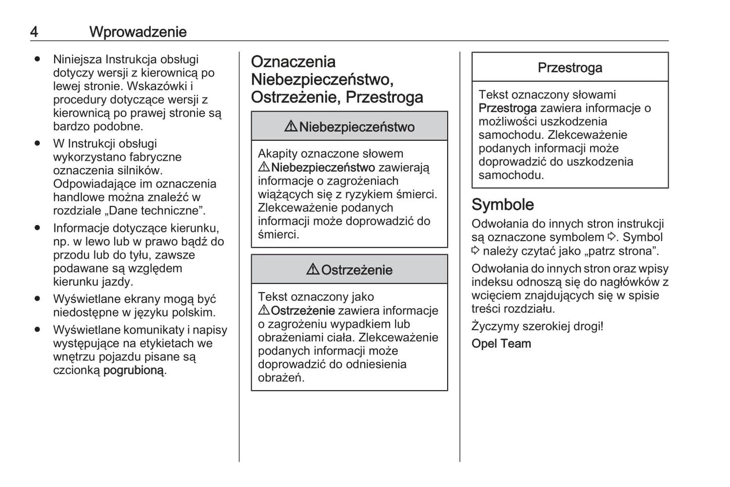 2019 Opel Vivaro Owner's Manual | Polish