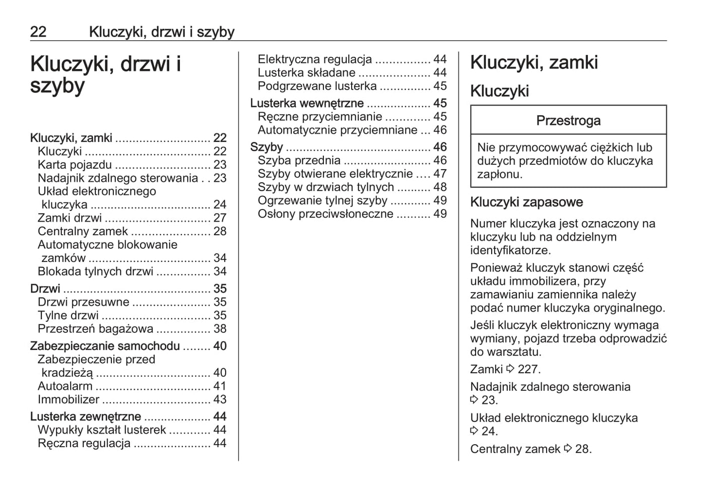 2019 Opel Vivaro Owner's Manual | Polish