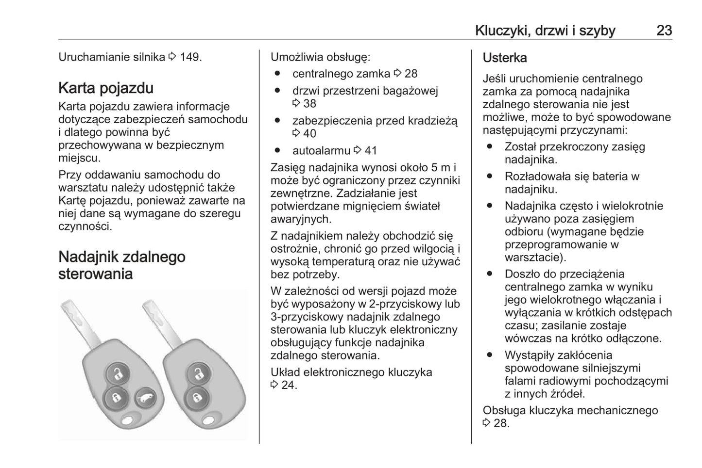 2019 Opel Vivaro Owner's Manual | Polish