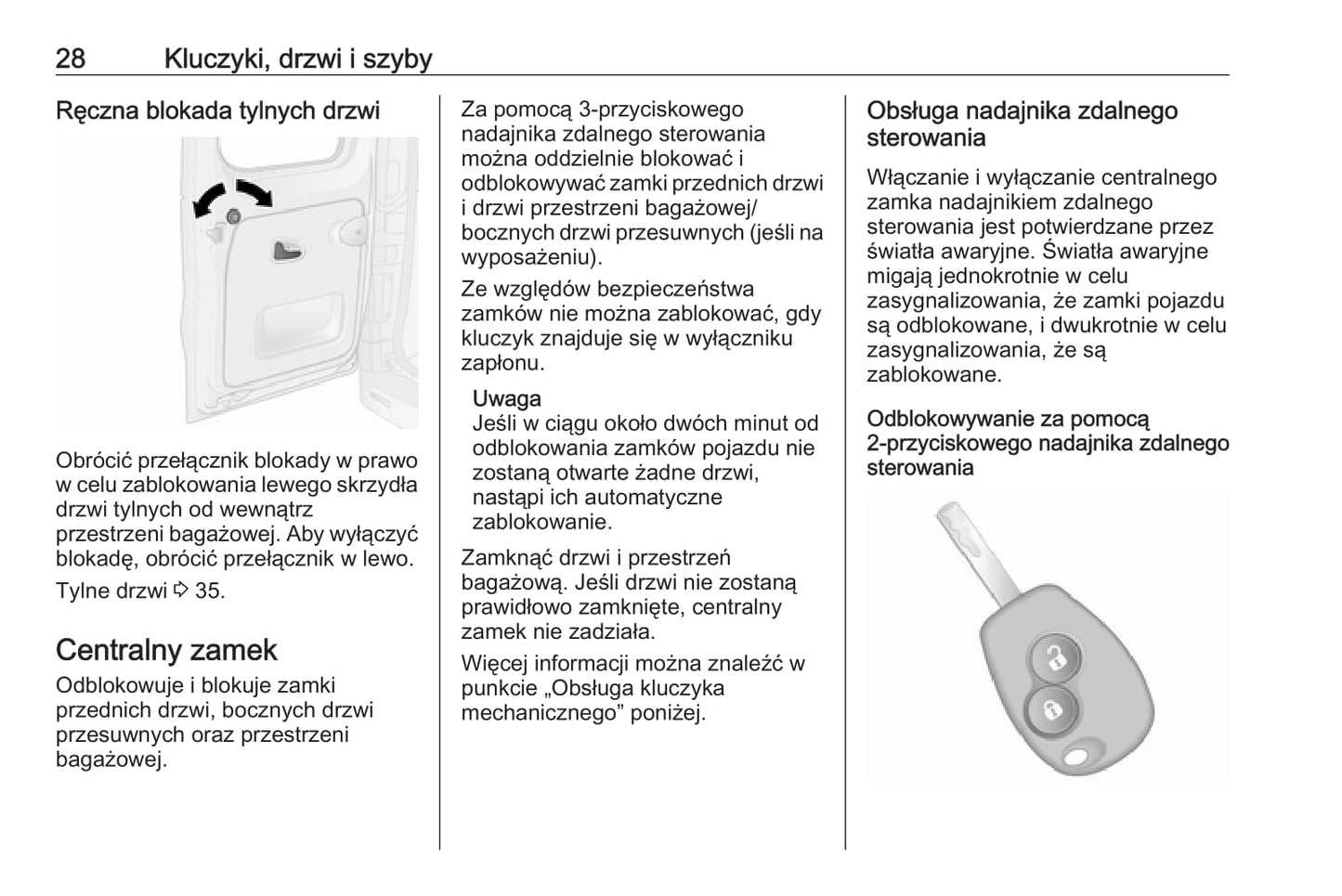 2019 Opel Vivaro Owner's Manual | Polish