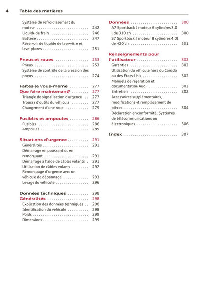 2010-2014 Audi A7/S7 Manuel du propriétaire | Français