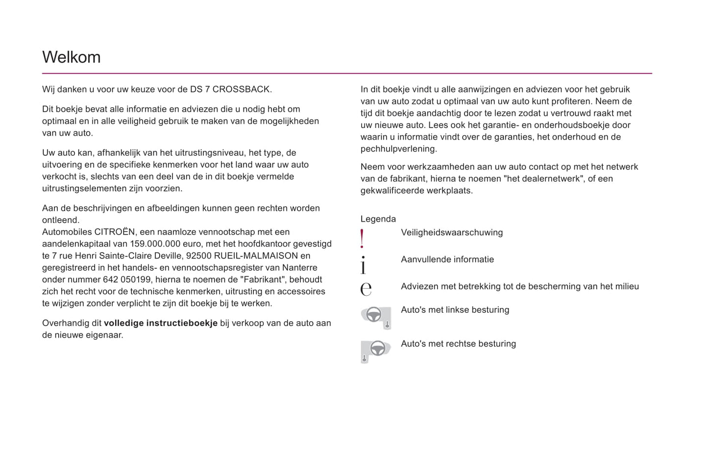 2018-2019 DS Automobiles DS 7 Crossback/DS 7 Crossback E-Tense Owner's Manual | Dutch