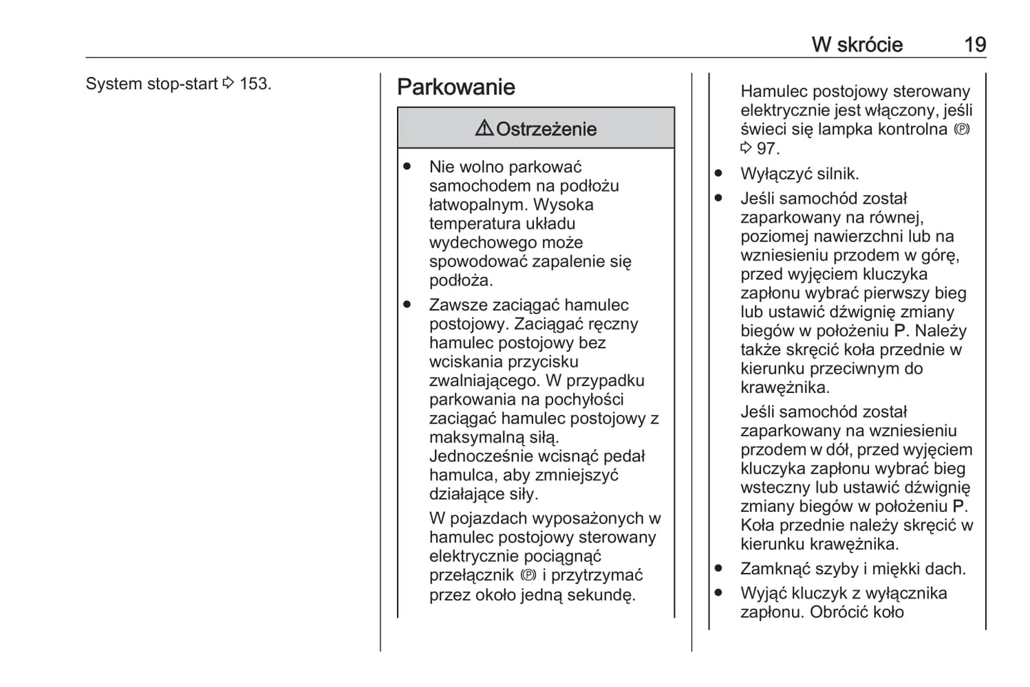 2018-2019 Opel Cascada Owner's Manual | Polish