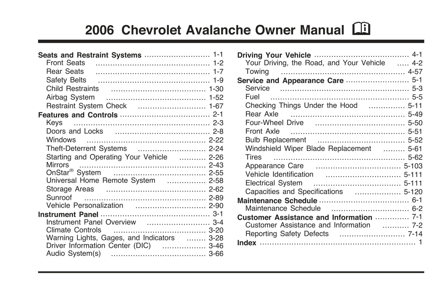 2006 Chevrolet Avalanche Manuel du propriétaire | Anglais