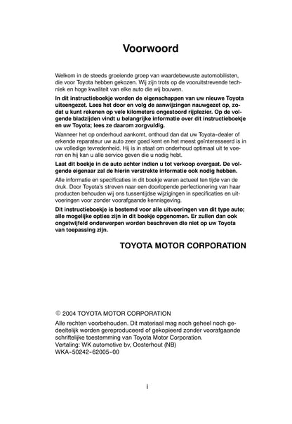 2003-2005 Toyota Previa Manuel du propriétaire | Néerlandais