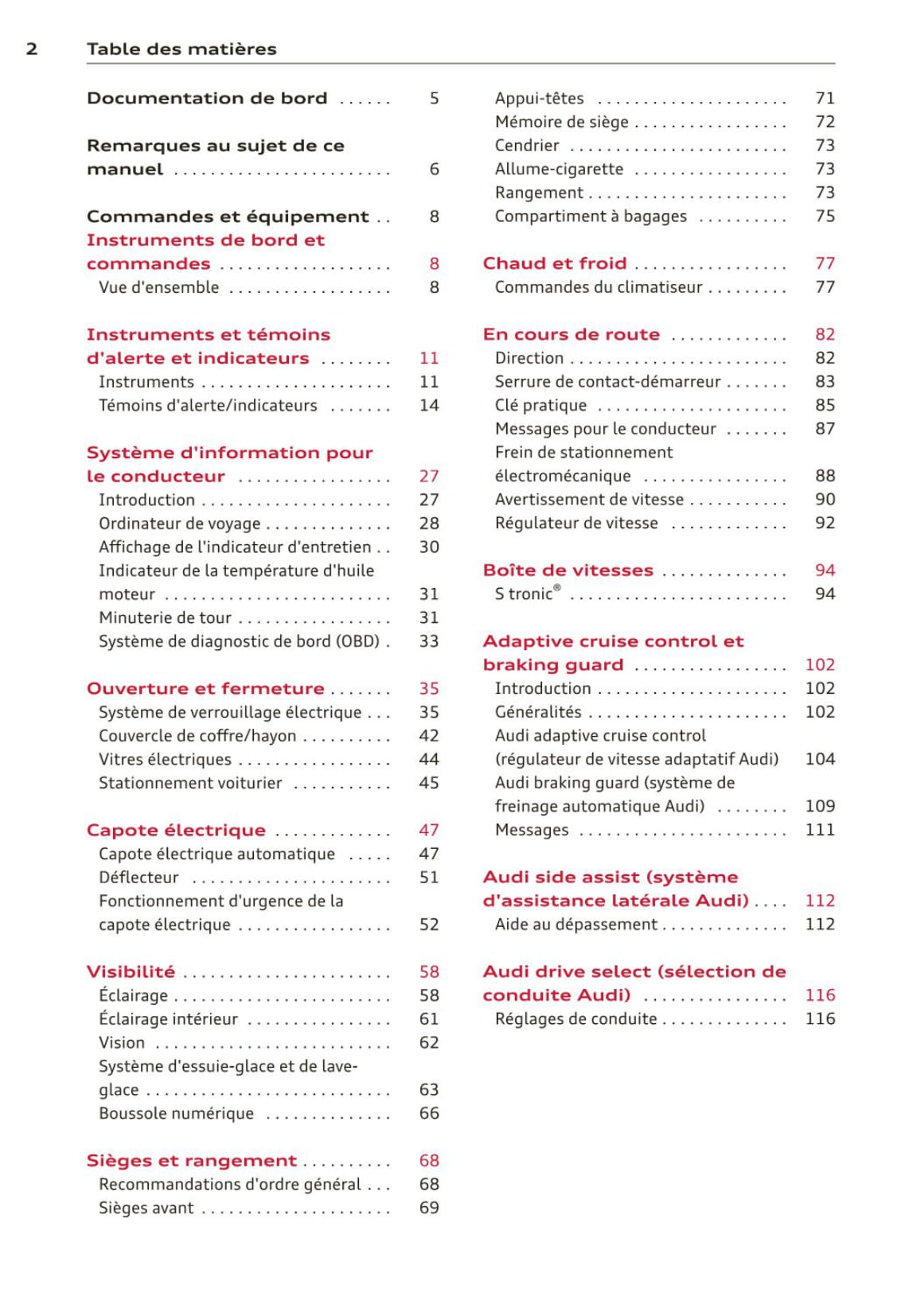 2012-2016 Audi RS 5 Cabriolet Owner's Manual | French