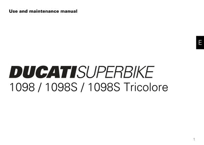 2007-2009 Ducati Superbike 1098/Superbike 1098S/Superbike 1098S Tricolore Owner's Manual | English