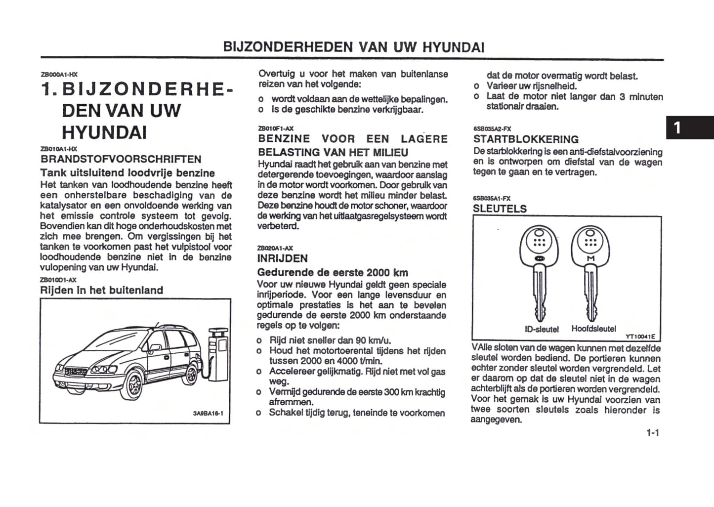 2000-2001 Hyundai Trajet Owner's Manual | Dutch