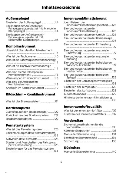 2020-2021 Ford Mustang Mach-E Owner's Manual | German