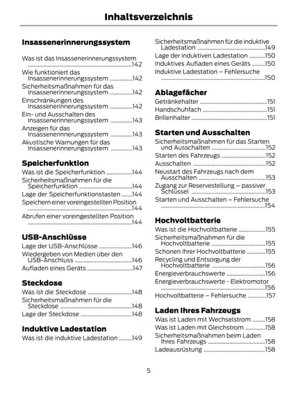 2020-2021 Ford Mustang Mach-E Owner's Manual | German