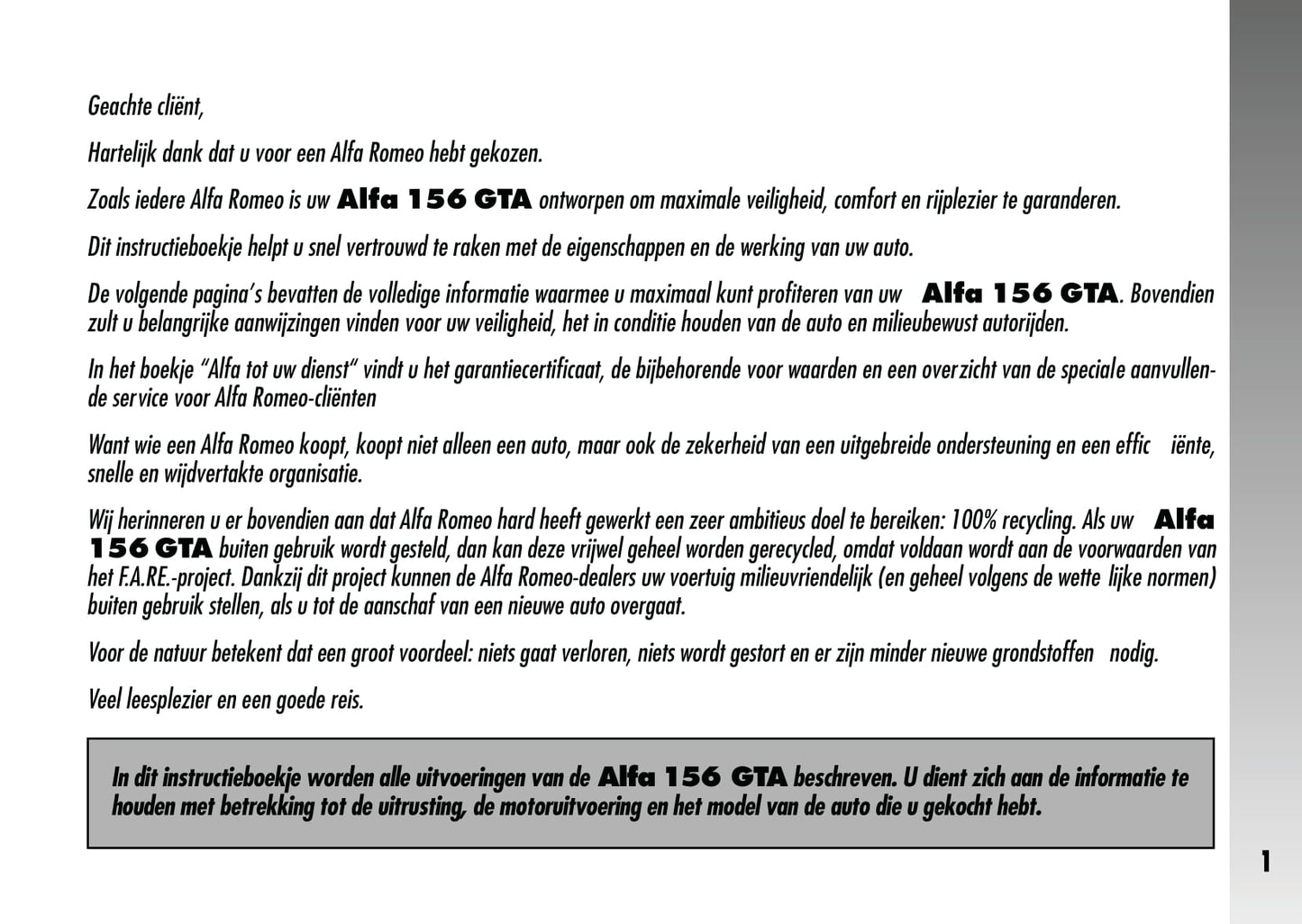 2003-2005 Alfa Romeo 156 Manuel du propriétaire | Néerlandais