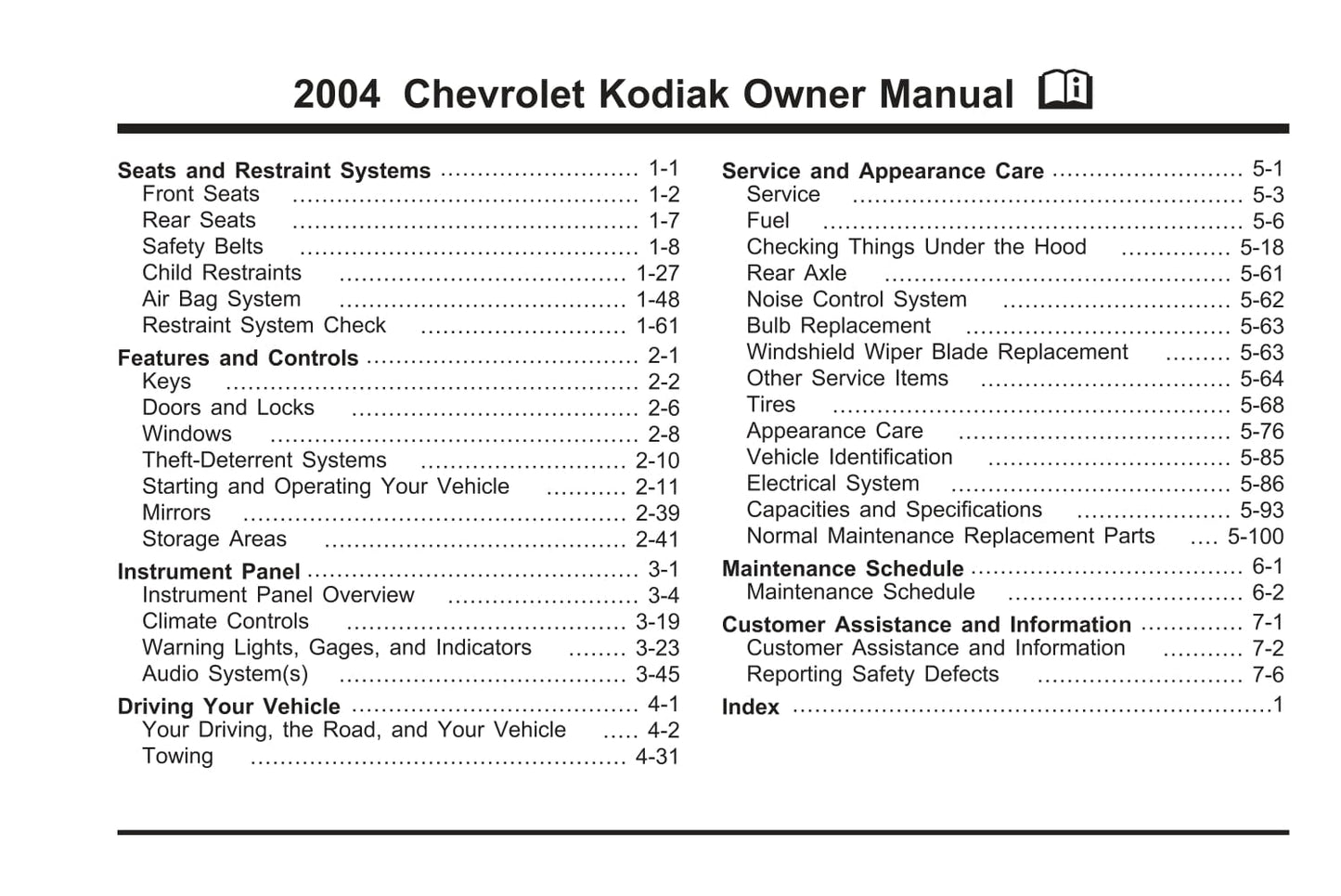 2004 Chevrolet Kodiak Gebruikershandleiding | Engels