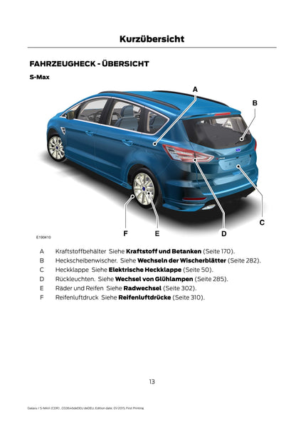 2015-2016 Ford Galaxy/S-Max Owner's Manual | German