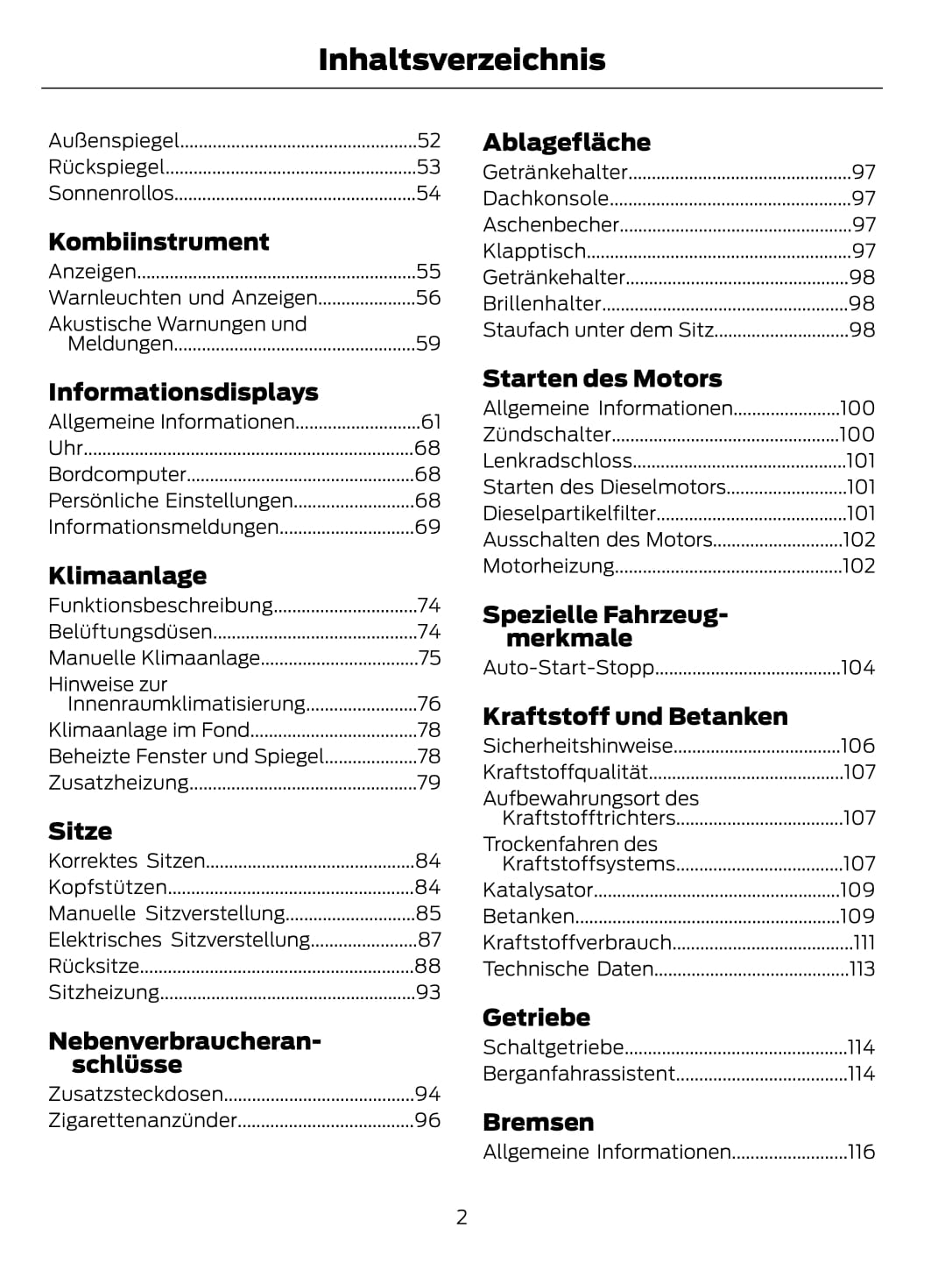 2015-2016 Ford Tourneo Custom/Transit Custom Owner's Manual | German