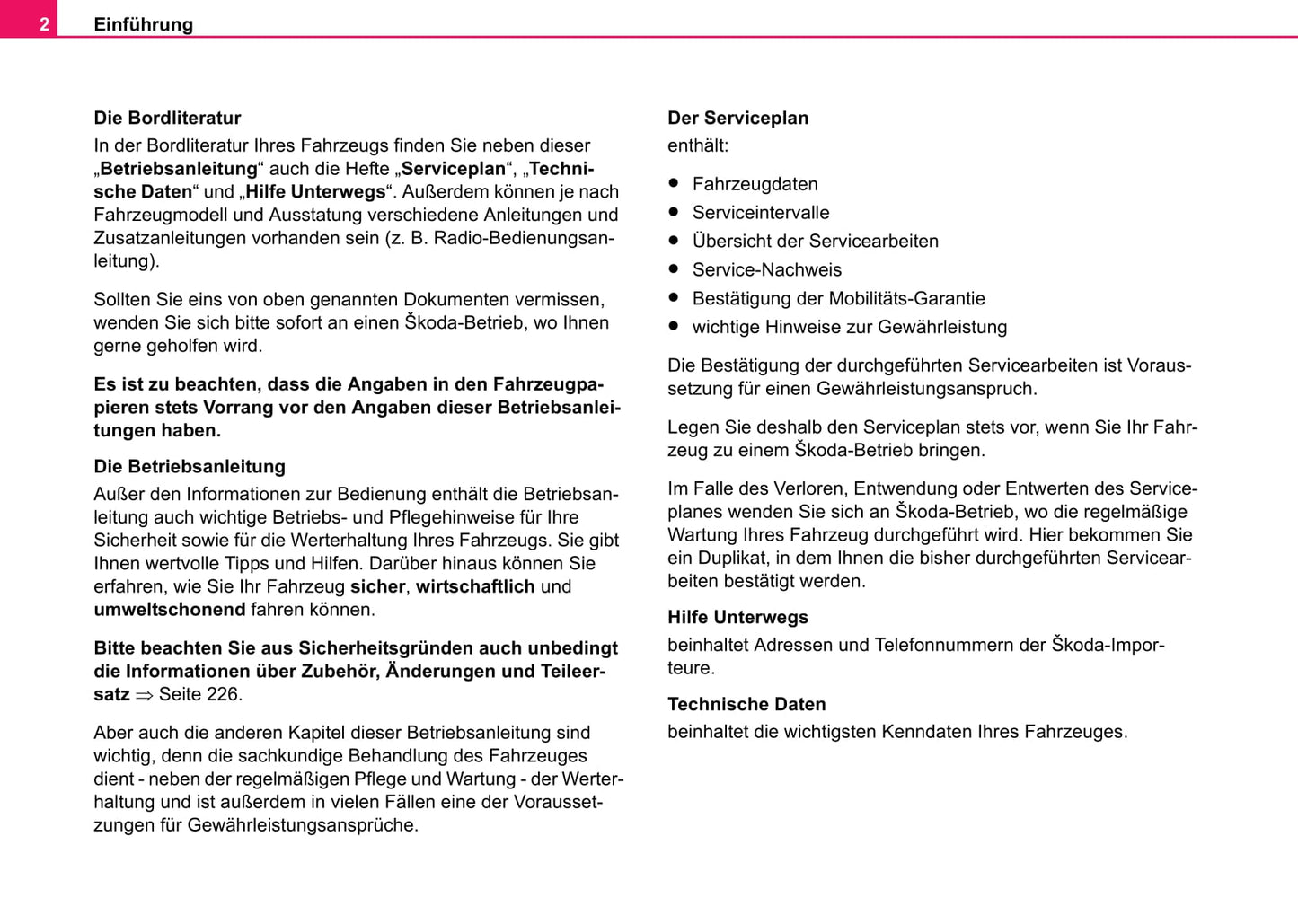 2003-2004 Skoda Suberb Owner's Manual | German