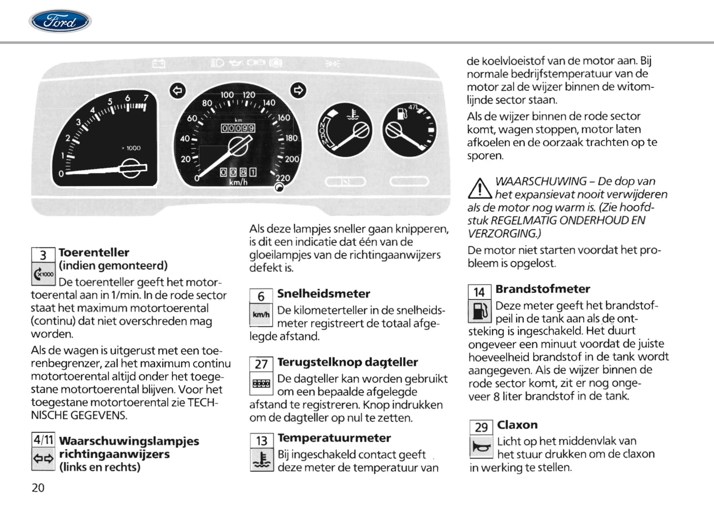 1986-1990 Ford Escort Owner's Manual | Dutch