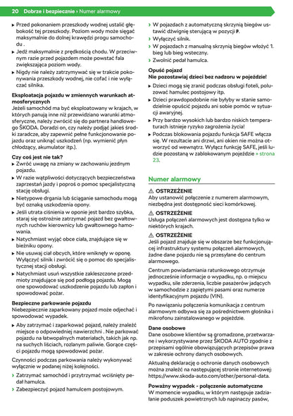 2019-2020 Skoda Superb iV Owner's Manual | Polish