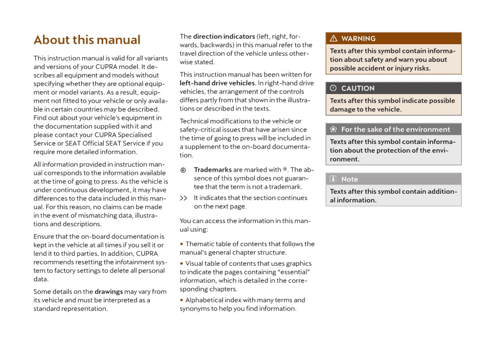 2022 Cupra Ateca Owner's Manual | English