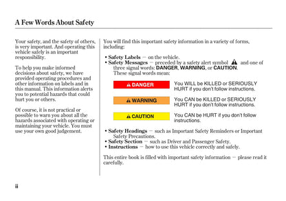 2005 Acura NSX Owner's Manual | English