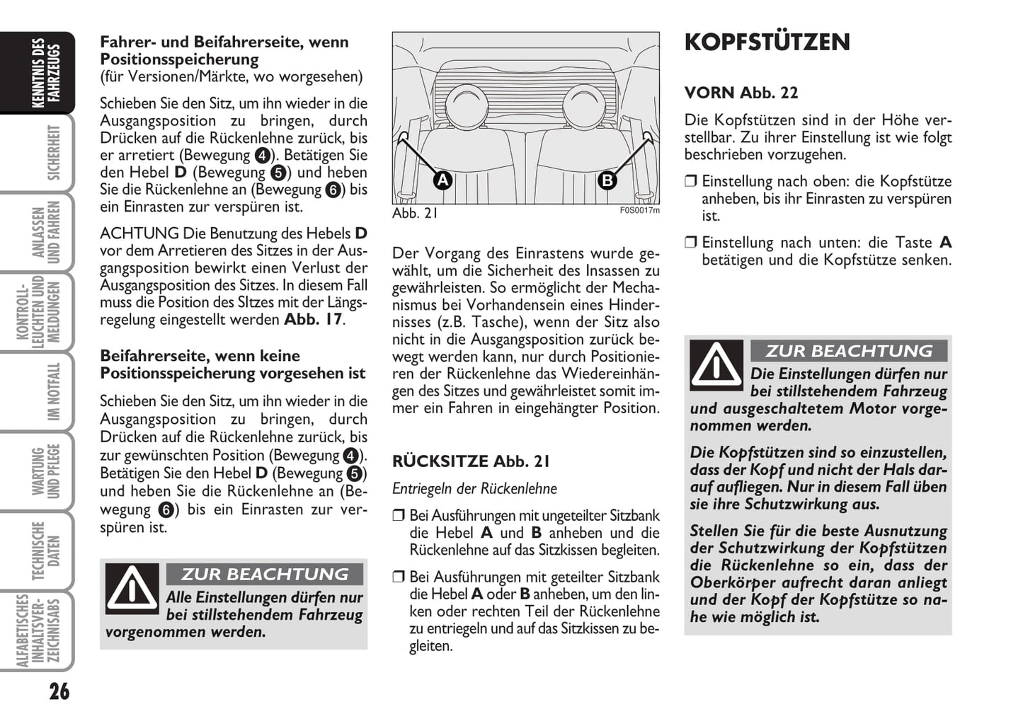 2009-2010 Fiat 500 Owner's Manual | German