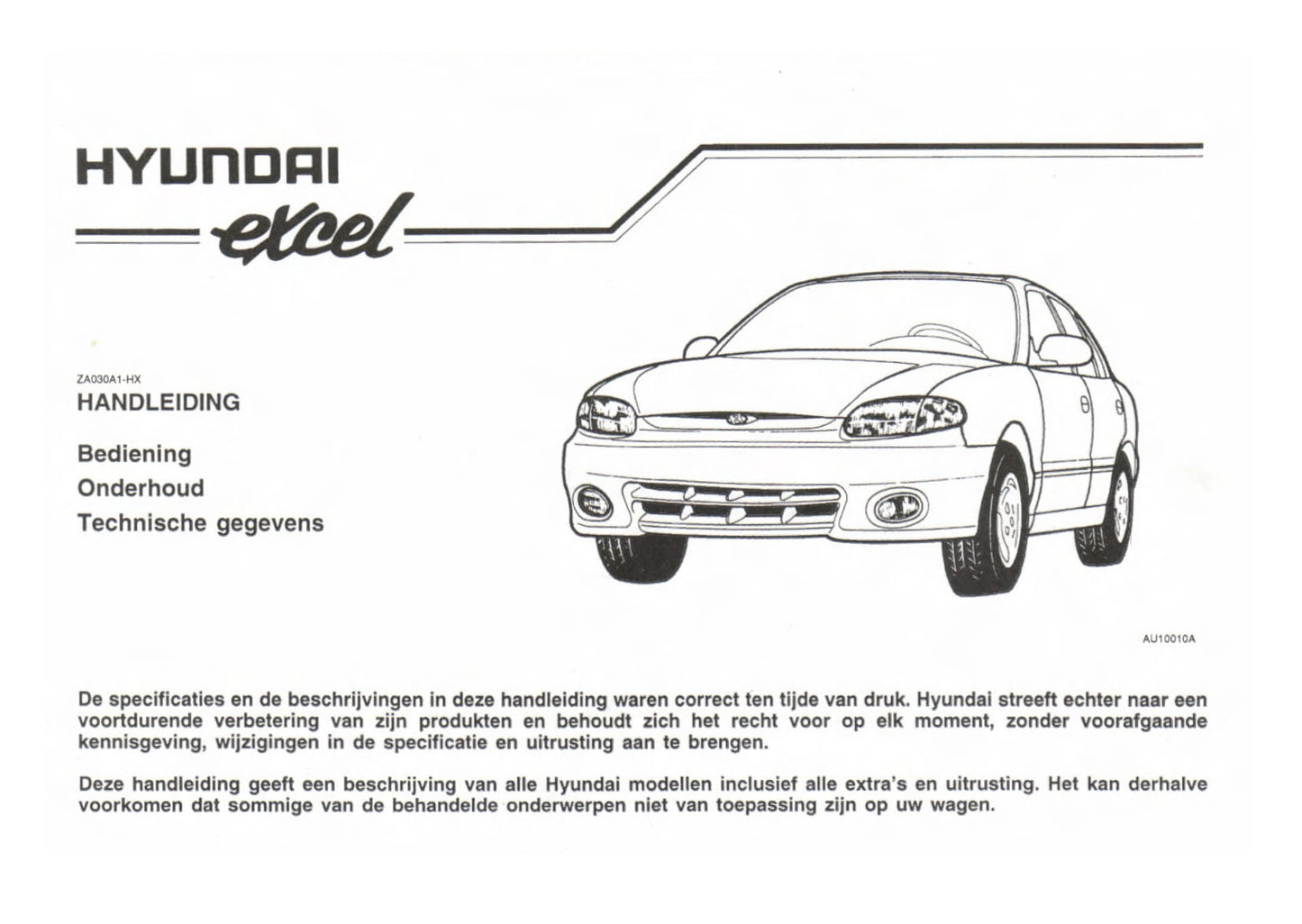 1999-2000 Hyundai Excel Gebruikershandleiding | Nederlands