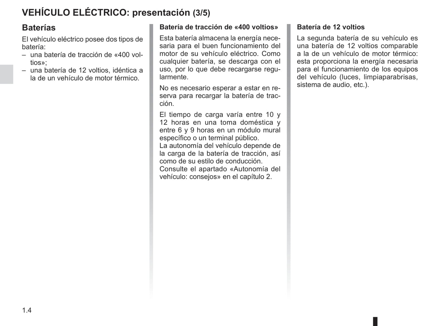 2012-2013 Renault Fluence Z.E. Owner's Manual | Spanish