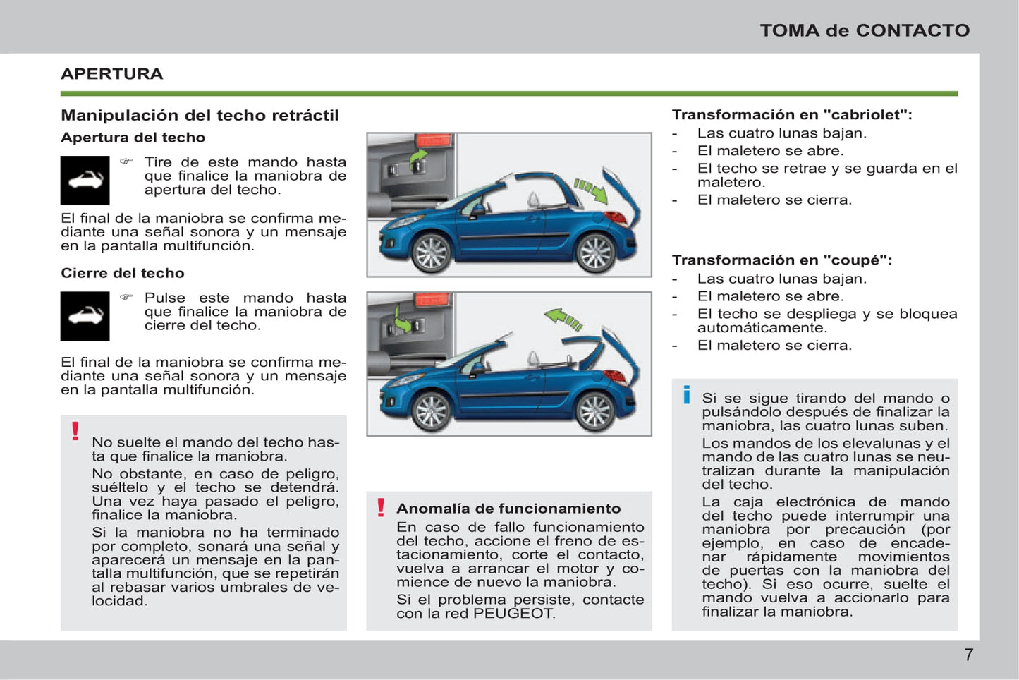 2014-2015 Peugeot 207 CC Owner's Manual | Spanish