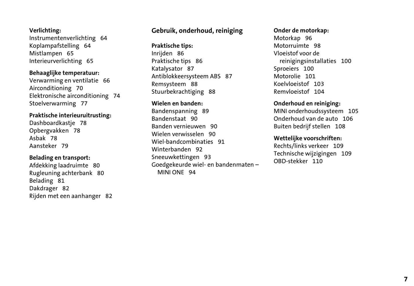 2001-2006 Mini Cooper/One Owner's Manual | Dutch