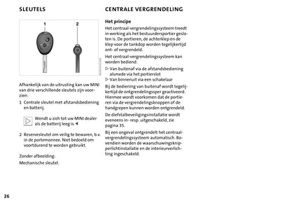 2001-2006 Mini Cooper/One Owner's Manual | Dutch