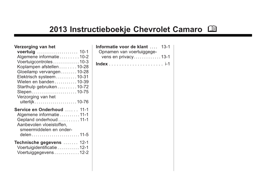 2013-2014 Chevrolet Camaro Manuel du propriétaire | Néerlandais