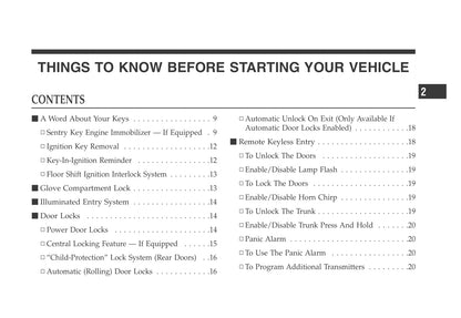 1998-2004 Chrysler 300M Owner's Manual | English