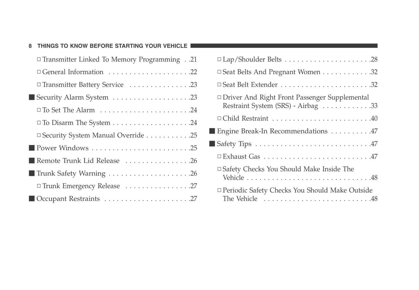 1998-2004 Chrysler 300M Owner's Manual | English