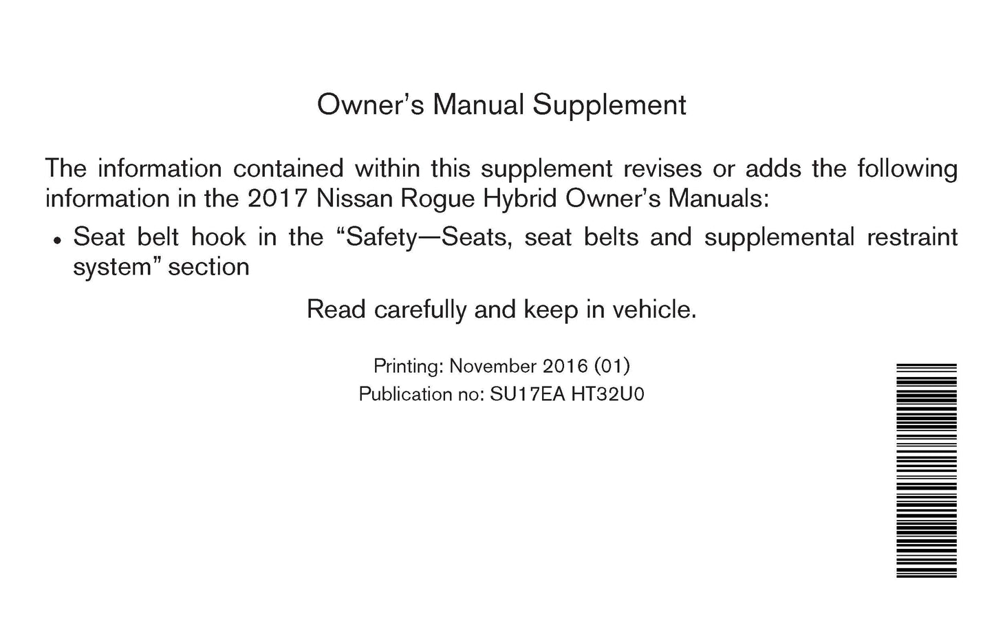 2017 Nissan Rogue Manuel du propriétaire | Anglais