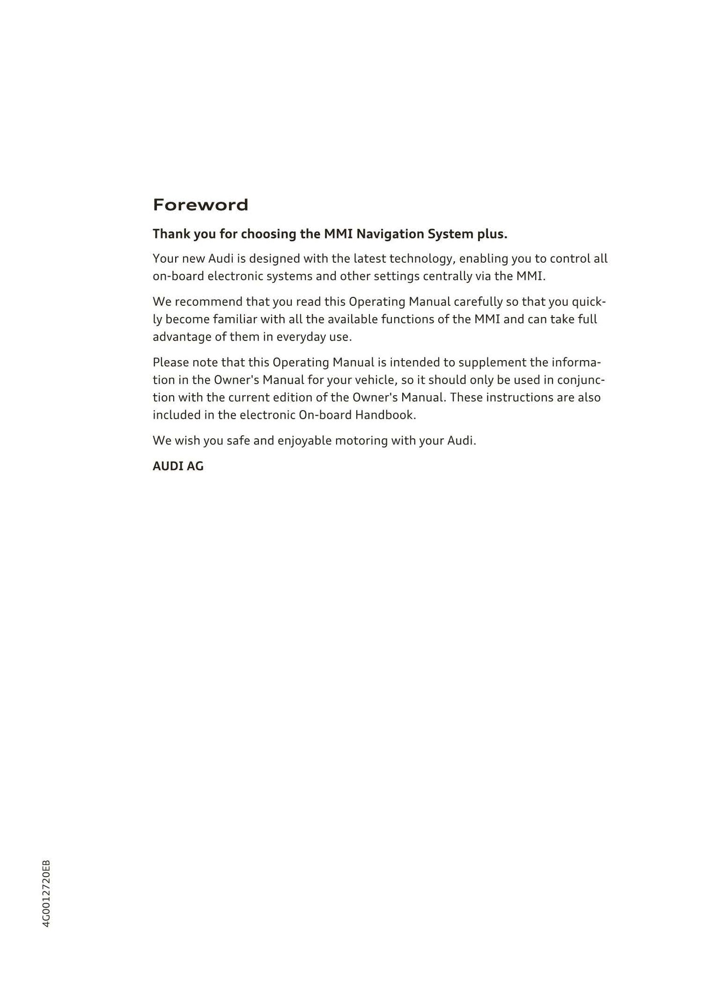 Audi MMI Navigation System Plus 2014 - 2018