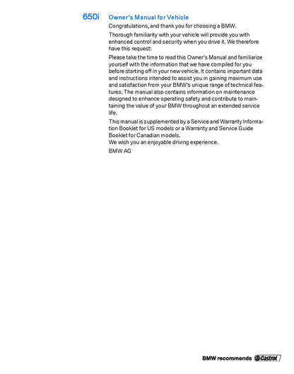 2009 BMW 6 serie Manuel du propriétaire | Anglais