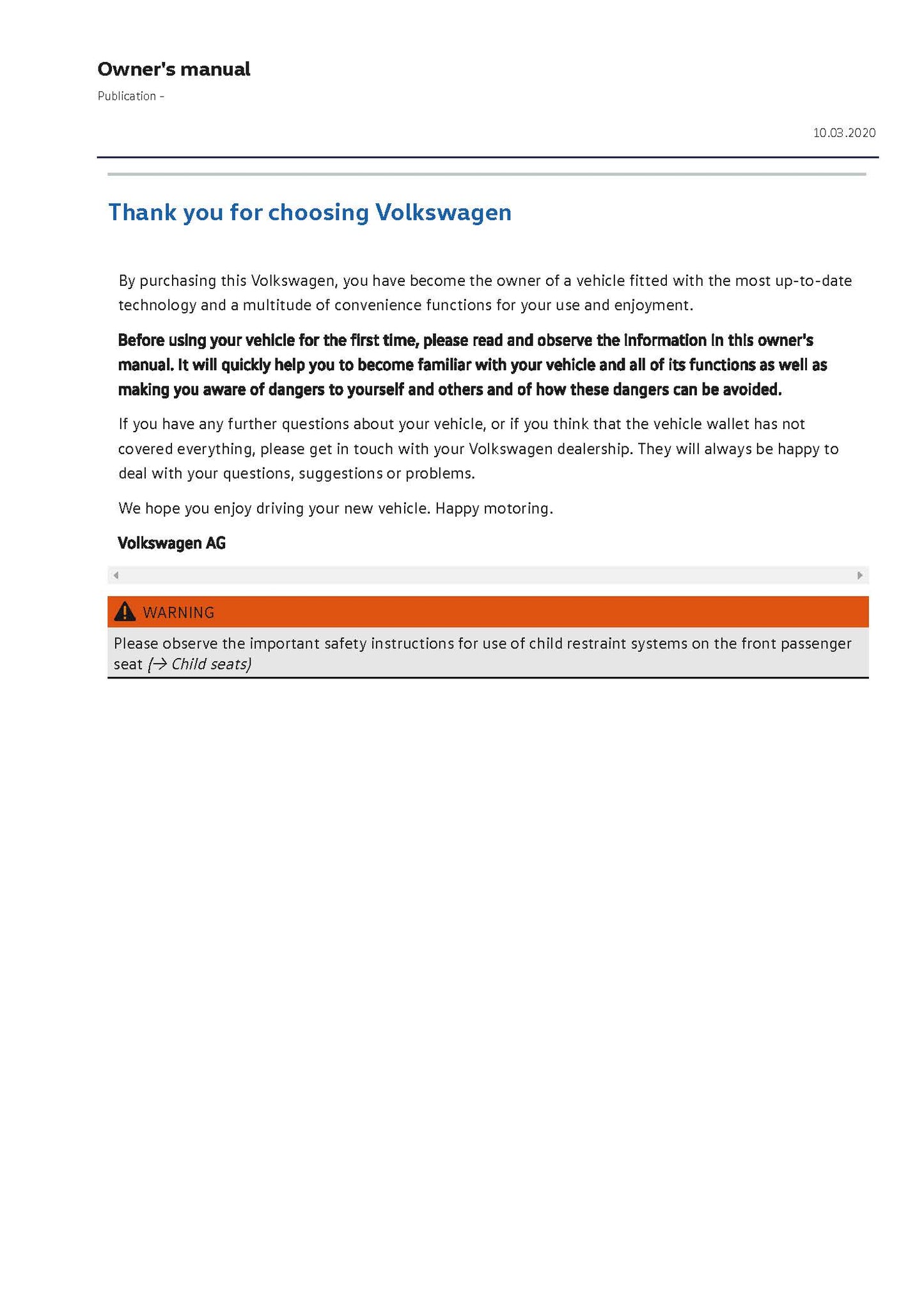 2020-2023 Volkswagen ID.3 Owner's Manual | English