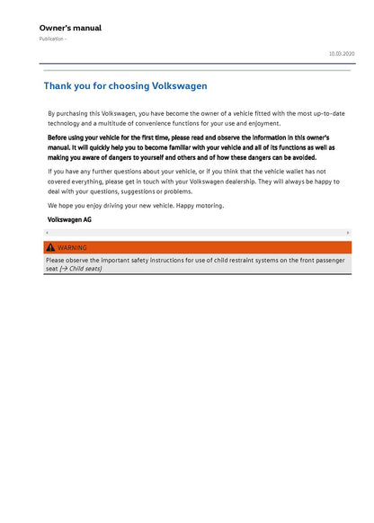 2020-2023 Volkswagen ID.3 Owner's Manual | English